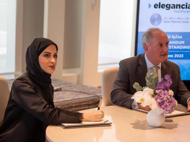 Sheikha Alanoud Bint Hamad Al-Thani, Deputy CEO & Chief Business Officer, QFC, and Joe Hazel, Cluster CEO, Elegancia Healthcare W.L.L