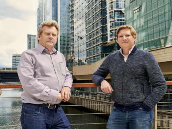 John Byrne, Corlytics CEO (left) and Evgeny Likhoded, Clausematch CEO (right)
