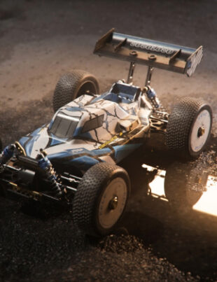 Fully real time, RTX-enabled OpenUSD scene from Racer RTX, a simulated RC car world composed in NVIDIA Omniverse.