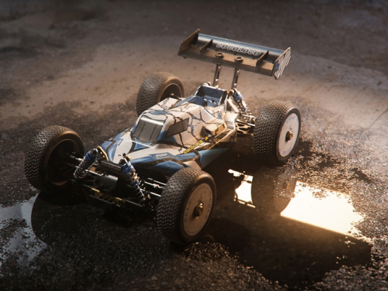 Fully real time, RTX-enabled OpenUSD scene from Racer RTX, a simulated RC car world composed in NVIDIA Omniverse.