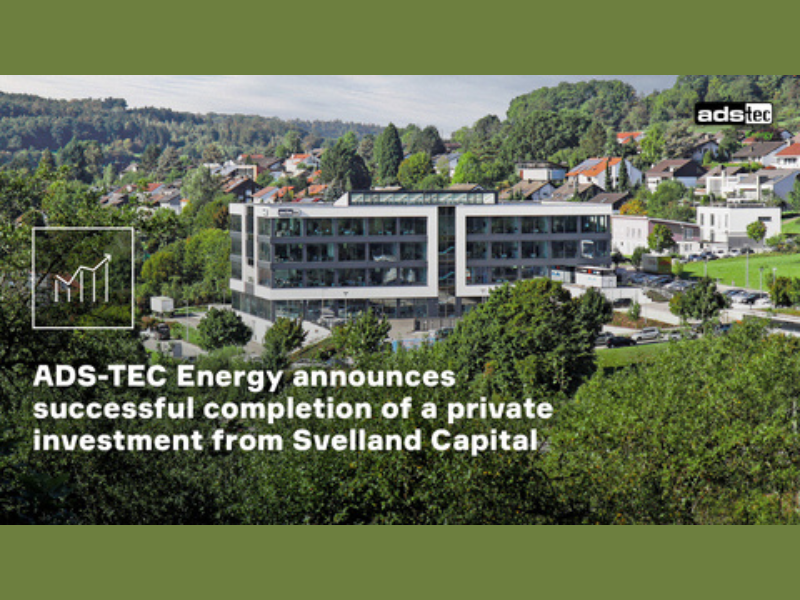 ADS-TEC Energy, a global leader in battery-buffered, ultra-fast charging technology, announced the signing of a definitive agreement for a private investment by Svelland Capital. (Photo: Business Wire)