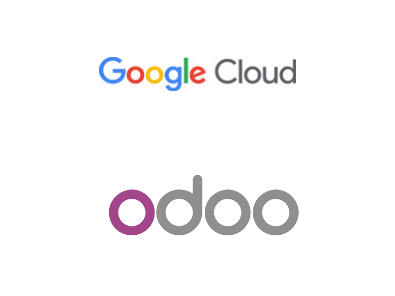 Google Cloud Logo taken from PR News and Odoo Logo from Odoo website