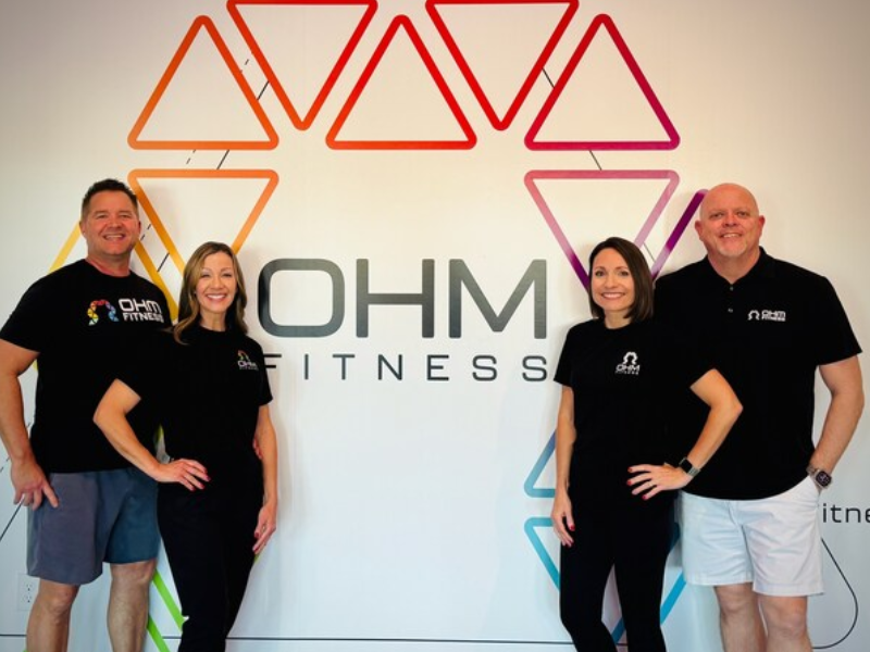 OHM Fitness franchisees (from left) Casey Meyeres, April Meyeres, Candice Johnson, Chris Johnson