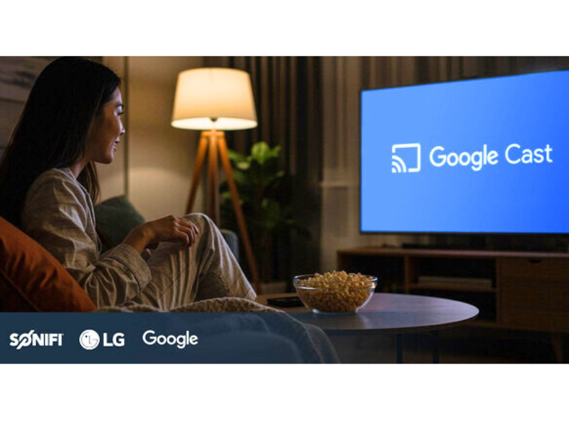 SONIFI’s patented casting solution, STAYCAST, is now available with Google Cast software embedded in LG smart hotel TVs. Image courtesy: PRNewswire