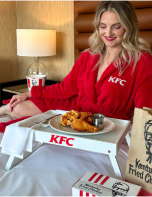 KFC and Benchmark Resorts & Hotels team up for “Mom Flies the Coop,” a Mother’s Day weekend package serving up Chicken & Waffles, a KFC robe, and room service-style relaxation for moms who need a break (Photo Courtesy: PRNewswire)