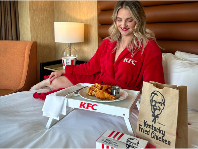 KFC and Benchmark Resorts & Hotels team up for “Mom Flies the Coop,” a Mother’s Day weekend package serving up Chicken & Waffles, a KFC robe, and room service-style relaxation for moms who need a break (Photo Courtesy: PRNewswire)