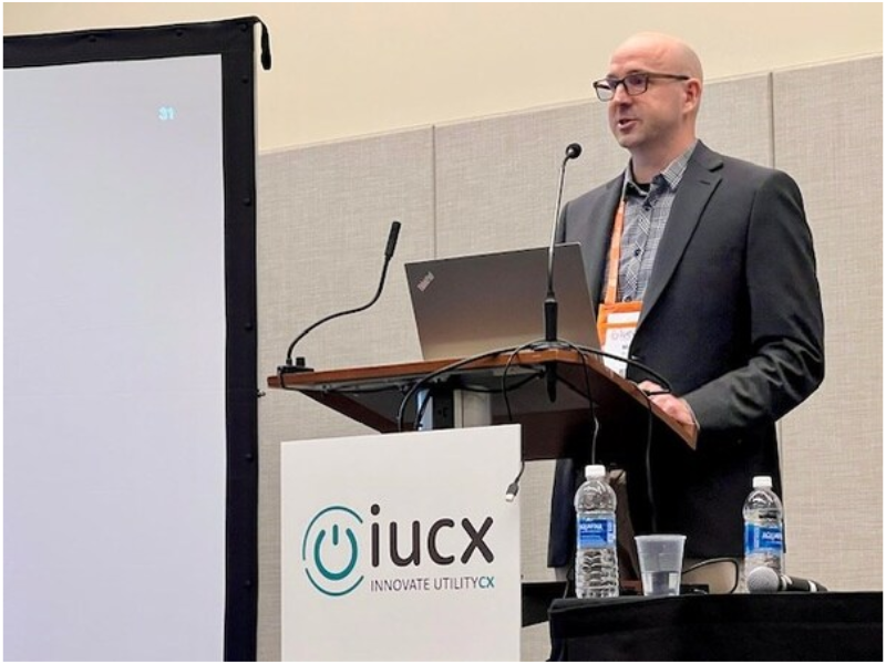 Mark Brown, VertexOne VP of Product Strategy, speaks at IUCX 2025 on driving utility customer engagement through outreach and incentives (Image Courtesy: PRNewswire)