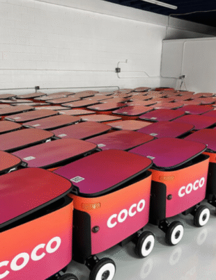 Coco’s growing fleet of autonomous delivery vehicles (Image Courtesy: PRNewswire)