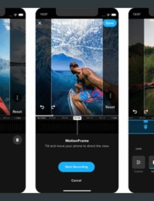 GoPro introduces two new tools to its 360 editing suite in the Quik mobile app. The tools—MotionFrame and POV—offer new ways to review, capture and share traditional fixed-frame videos and photos from 360 footage (Image Courtesy: PRNewswire)