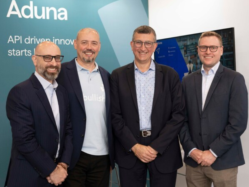 L-R: Aduna CEO, Anthony Bartolo; Aduna CCO, Peter Arbitter; JT Global CTO, Alessandro Bovone; Aduna KAM, Johan Otterheim (Photo Courtesy: PRNewswire)