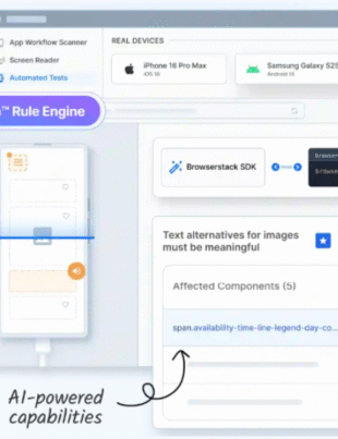 Automate app accessibility compliance (Image Courtesy: BrowserStack Official website)