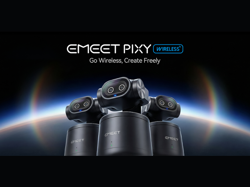 EMEET PIXY Wireless, a true wireless AI PTZ streaming camera (Image Credit: PRNewswire)