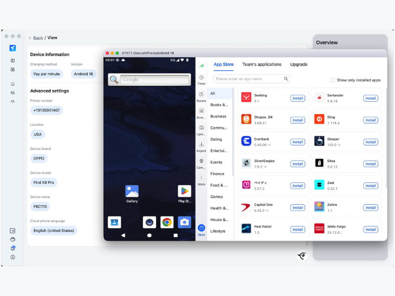 GeeLark's Android 16 Cloud Phone Preview (Image Credit: PRNewswire)