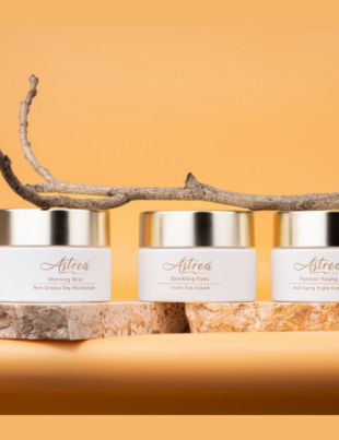 Astrea Beauty's Night Cream, Day Moisturizer, and Eye Cream (Image Credit: PRNewswire)