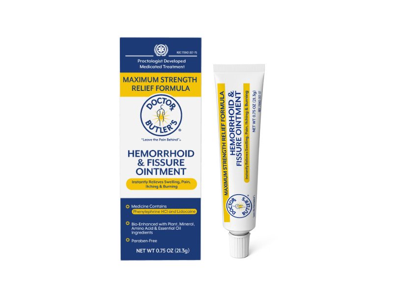 Doctor Butler's Maximum Strength Relief Formula Hemorrhoid and Fissure Ointment is now available at Walmart and CVS (Image Credit: PRNewswire)