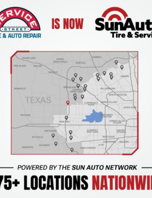 Service Street in Cypress is now Sun Auto Tire & Service, expanding coverage in the Greater Houston market as part of the Sun Auto Network’s 575+ nationwide locations (Image Credit: PRNewswire)