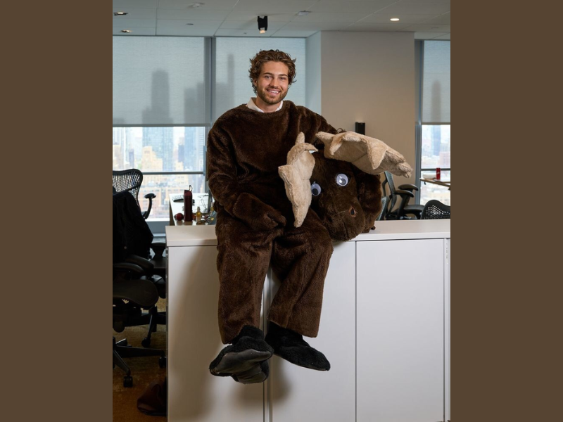 TJ Palma in the Garnier Moose Mascot (Image Credit: PRNewswire)