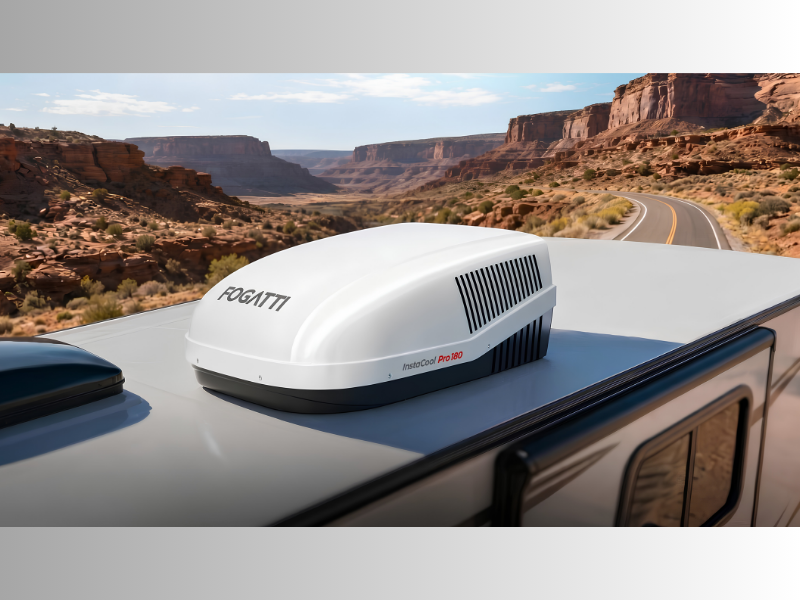 The FOGATTI InstaCool Pro 18,000 BTU rooftop RV air conditioner engineered for larger rigs and high-temperature travel (Image Credit: PRNewswire)