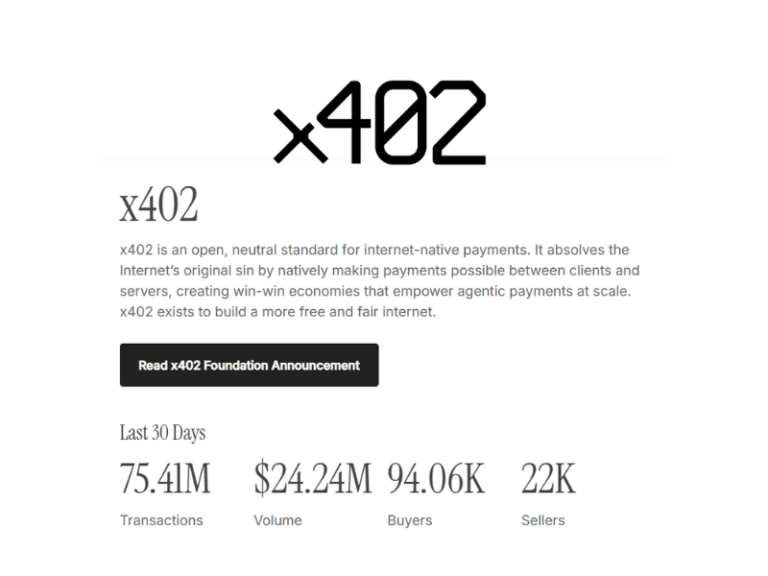 Linux Foundation Announces Operational Launch of x402 Foundation to Standardize Internet-Native Payments for AI Agents and Applications (image Credit: x402 official website)