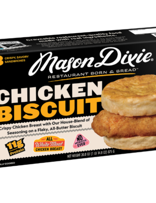 The Chicken Biscuit Sandwich pairs Mason Dixie's classic buttermilk biscuit with crispy, chicken breast meat seasoned in the brand's original restaurant house-blend of spices (Image Credit: PRNewswire)