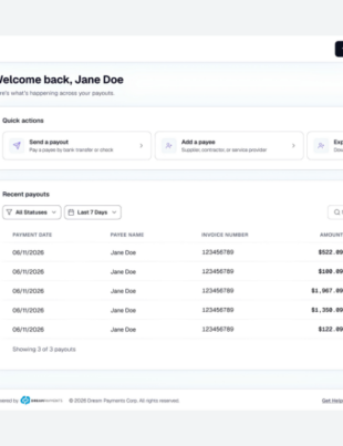Dream Payments Launches Dream Payouts, the Payment Network for America's 36 Million Small Businesses (Image Credit: Dream Payouts official website)