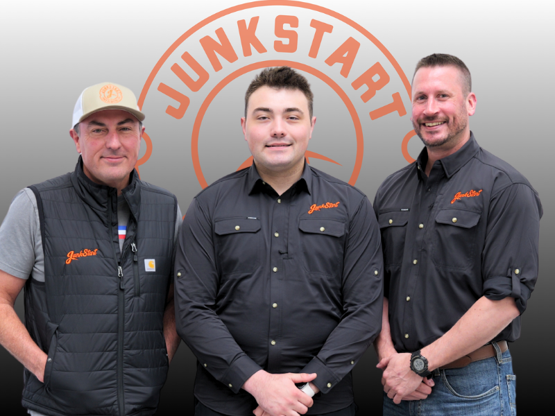 JunkStart of Omaha is the company’s first franchised location and is led by John Hogan, Quincy Hogan and Tim Gorham (pictured from left) (Image Credit: PRNewswire)