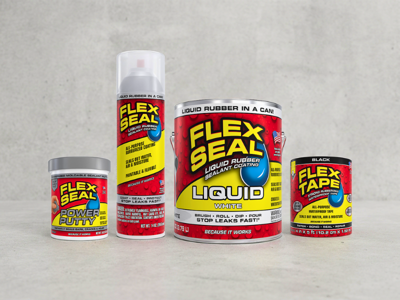 The Flex Seal Family of Products, including Flex Seal Liquid, Flex Seal Spray, Flex Seal Power Putty and Flex Tape. Photo courtesy of Swift Response, LLC (Image Credit: PRNewswire)
