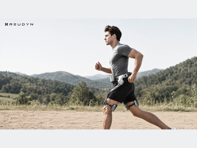 The Reudyn Hip X26 hip-assist exoskeleton shown during outdoor movement. (Image Courtesy: PRNewswire)