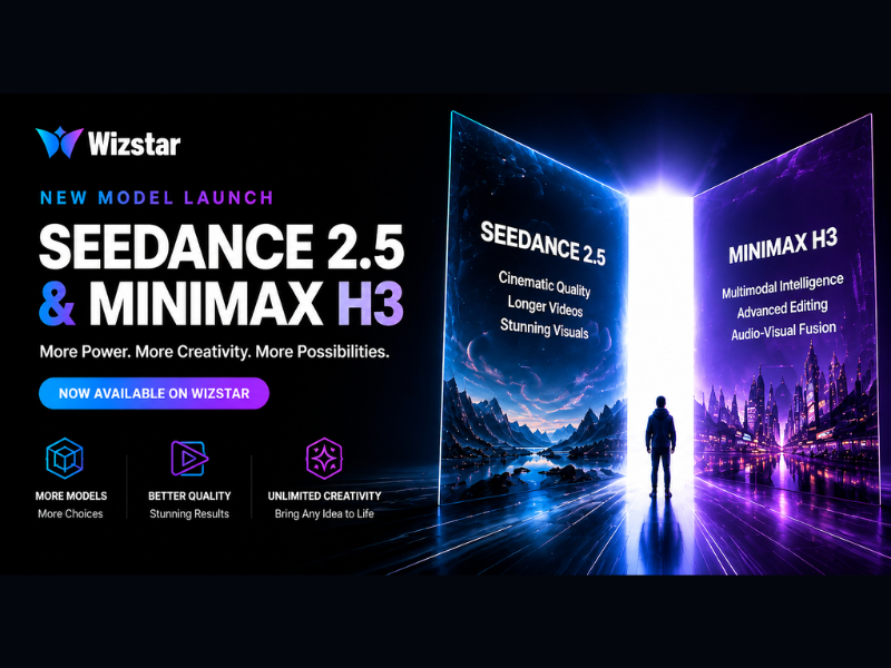 Wizstar Launches Seedance 2.5 and MiniMax H3 (Image Credit: PRNewswire)