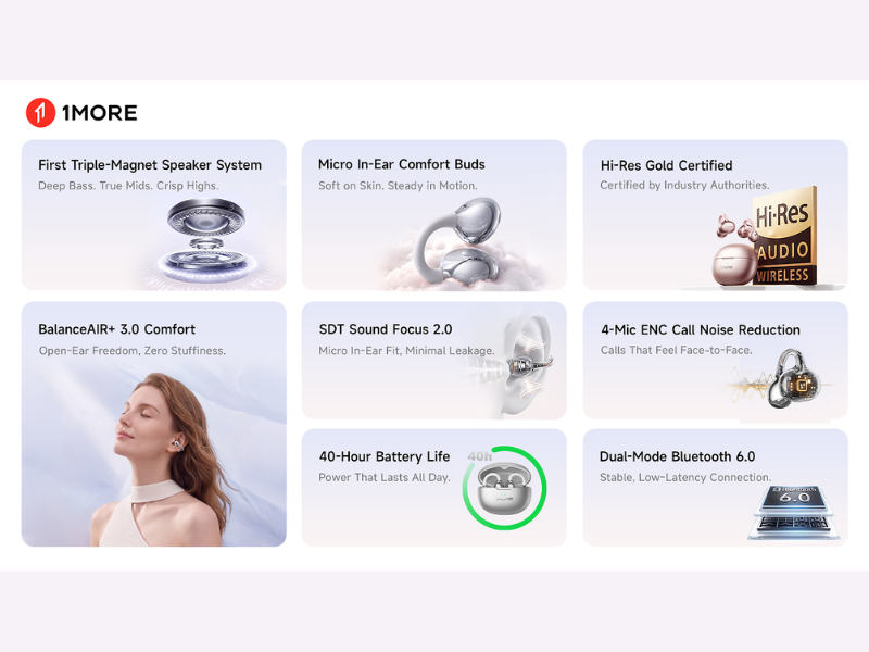 1MORE S20 Ultra Clip-On Earbuds introduce a more elevated listening experience that combines an open design with immersive sound and smart functionality (Image Courtesy: PRNewswire)