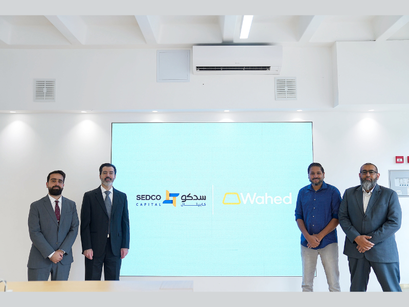 (Abdulaziz Alsubaiyel, Head of Investment Banking and Corporate Finance at SEDCO Capital. Abdulwahab Abed, Chief Executive Officer at SEDCO Capital. Mohsin Siddiqui, Chief Executive Officer at Wahed. As'ad Layth, Chief Business Development and Strategy Officer at Wahed.) (Image Courtesy: PRNewswire)