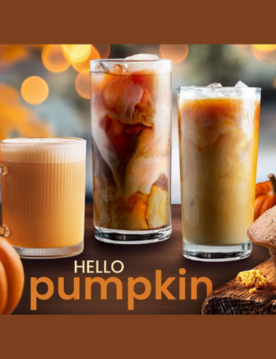 Corner Bakery Cafe’s fall lineup includes the return of its Pumpkin Latte, available hot, iced or as a cold brew, along with a seasonal Pumpkin Muffin (Image Courtesy: PRNewswire)
