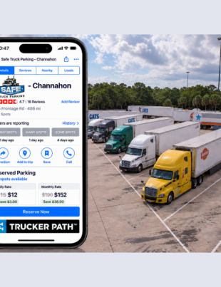 With the addition of Safe Truck Parking, the Trucker Path Reserved Parking Network now offers more than 70,000 reservable truck parking spots in the Trucker Path app (Image Courtesy: PRNewswire)